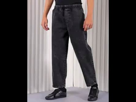 Men Mid-Wash Barrel Loose Fit Jeans