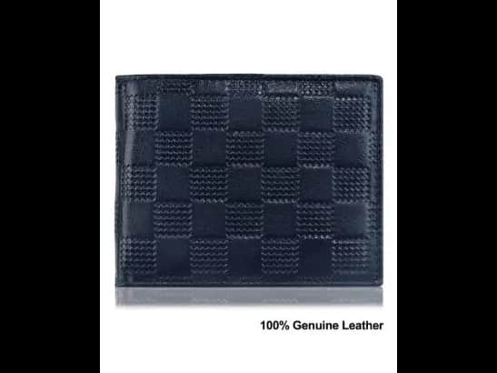 Checked Genuine Leather Bi-Fold Wallet