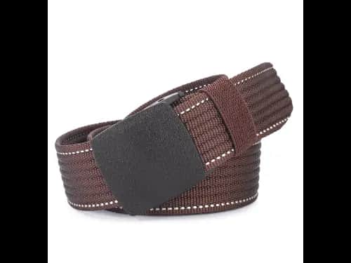 Men Webbed Wide Belt with Plaque Buckle Closure