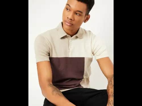 Men Colourblock Regular Fit Polo T-Shirt