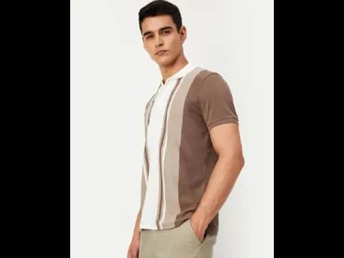Men Striped Slim Fit Polo T-Shirt
