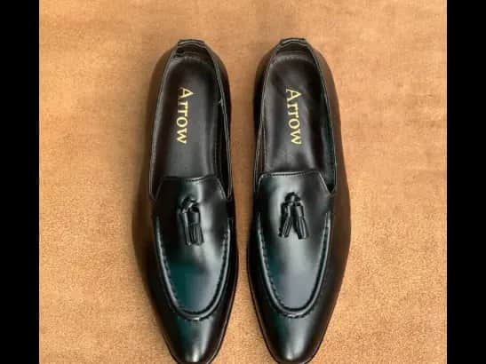 Men’s Jet-Black Cow Leather Tassel Loafer
