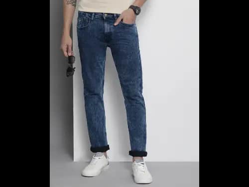 Acid Wash Straight Fit Jeans