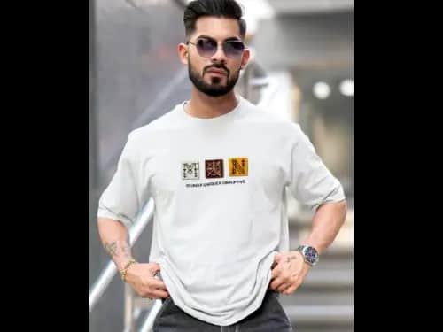 Men Typographic Print Oversized Fit Round-Neck T-Shirt