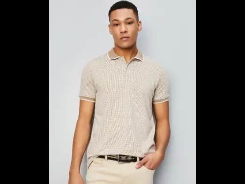 Men Geometric Print Regular Fit Polo T-Shirt