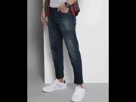 Heavily Washed Carrot Fit Jeans