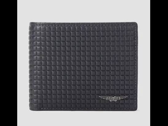 Checked Leather Bi-Fold Wallet