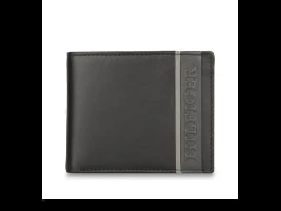 Brand Debossed Leather Bi-Fold Wallet
