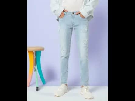 Men Washed Distressed Slim Fit Jeans