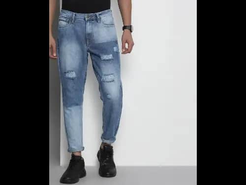 Acid Lightly Washed & Distressed Relaxed Fit Jeans