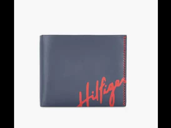 Brand Print Leather Bi-Fold Wallet