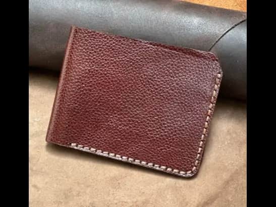 Pure Cow Leather Red Brown Bi-Fold Wallet