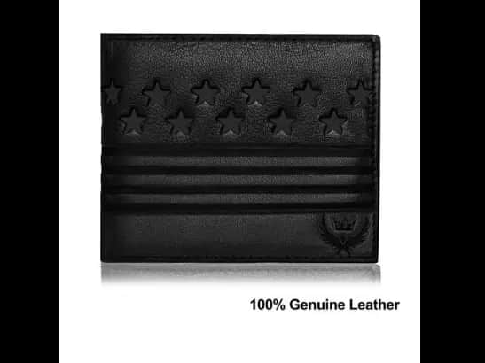 Embossed Genuine Leather Bi-Fold Wallet