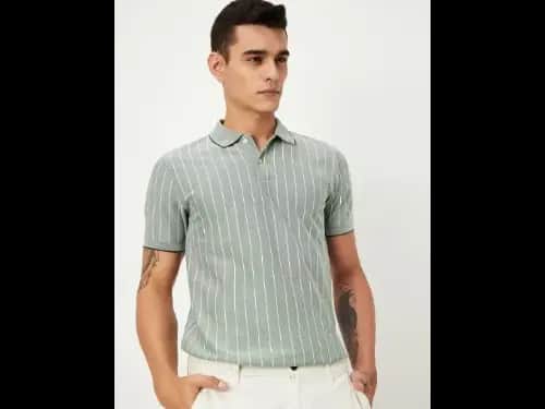Men Regular Fit Striped Polo T-Shirt