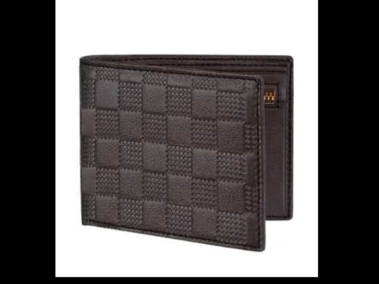 Checked Genuine Leather Bi-Fold Wallet