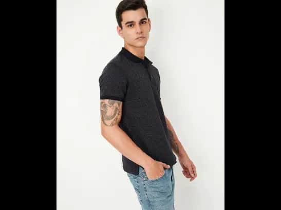 Men Chevron Patterned Regular Fit Polo T-Shirt