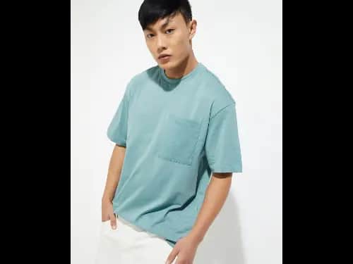 Men Oversized Crew-Neck T-Shirt with Patch Pocket