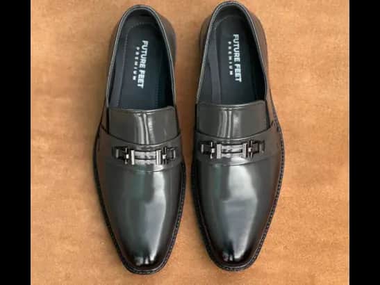 Men’s High-Gloss Gray (Black Shaded) Cow Leather Slip-on Shoe