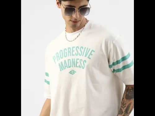 Men Typographic Print Oversized Fit T-Shirt