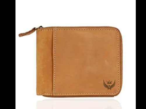 Genuine Leather Bi-Fold Wallet with Zip Closure 3 3 Ratings