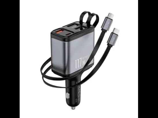 Wiwu WI-QC027 117W Exeed A+2C+l USB-A, USB-C And Lightning Fast Car Charger Tarnish