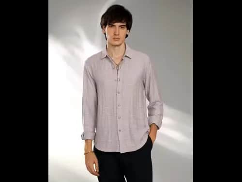 Patterned Regular Fit Shirt with Spread Collar
