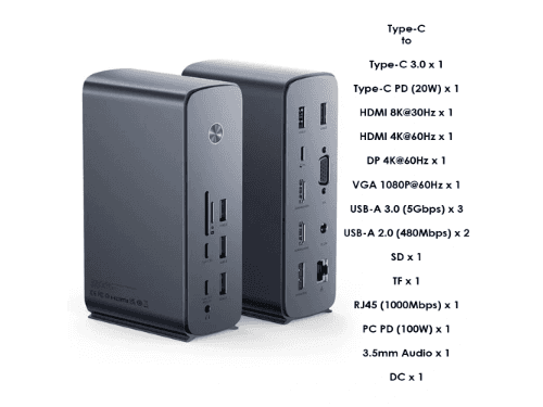 Baseus UnionJoy Pro 17-Port Four-Screen Multifunctional HUB Docking Station (US Pin Charging Adapter ) - WKSP090013 with 6 months warranty