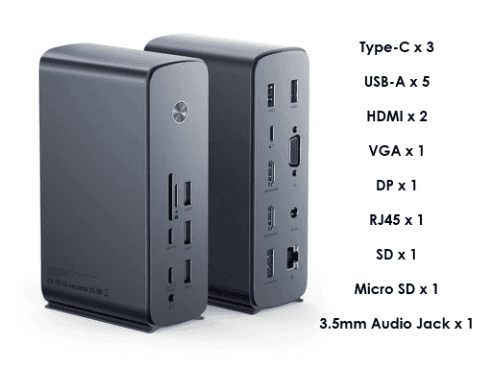 Baseus UnionJoy Pro17-Port Four-Screen Multifunctional HUB Docking Station ( EU Pin Charging Adapter - WKSP090113