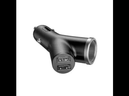 Baseus Y Type Car Charger with 2x USB and Extended Lighter Port 3.4A black