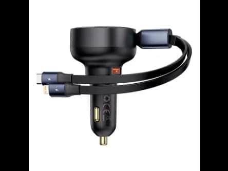 Baseus 60W Enjoyment Pro Car Charger U+Retractable C & Lightning Cable C000578