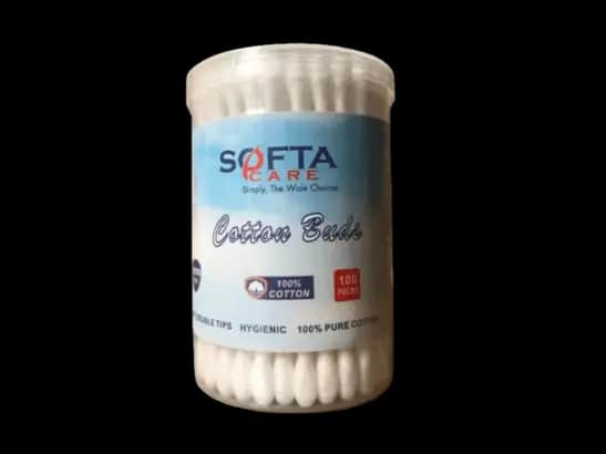Cotton Ear Bud, Round Plastic Container, 100pcs