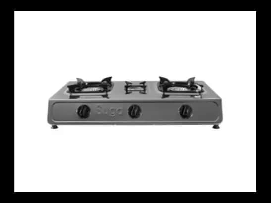 SUGA GAS COOKER - STAINLESS STEEL - SQURE TRIVET 3burner  (SGC- 387)