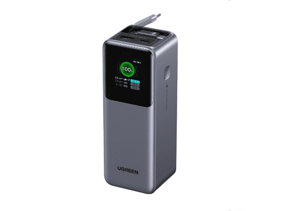 UGREEN 20000mAh 165W Nexode Smart Display Power Bank with Retractable Cable ( CCC version) – PB726 – 95670B – 1 Year Warranty