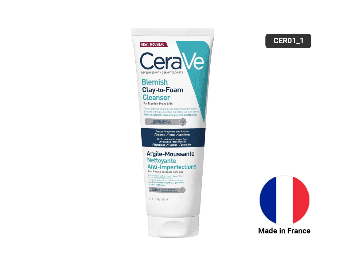 Cerave Blemish Clay to Foam Cleanser 118ml- FRANCE