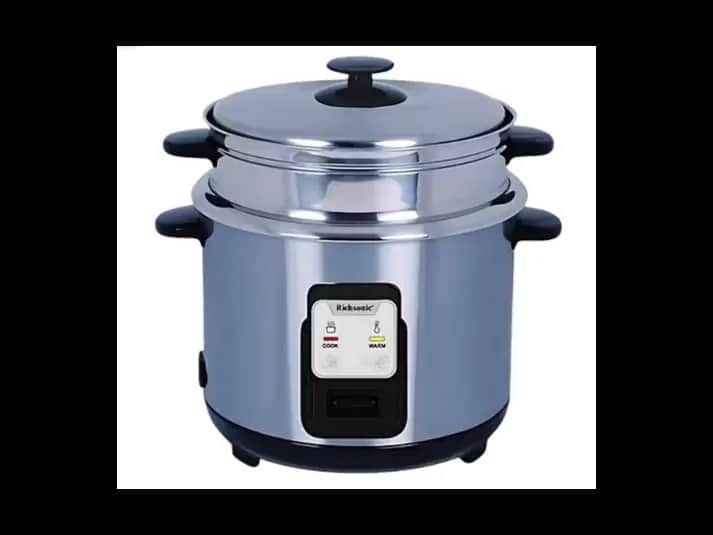 Fully Stainless Steel Silver Rice Cooker With Steamer 2.8|1.8 Liters (Stainless Steel inner-Pot)