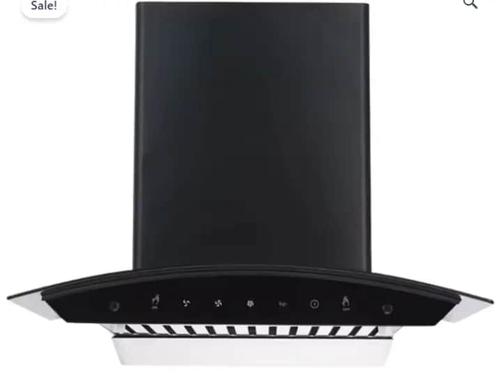 Premium Curved Glass 60cm Cooker Hood with touch and motion Sensor (Black)