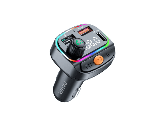 WiWU Wi-QC031 Bluetooth 5.3 Car FM Transmitter with RGB Lights & 38W Fast Charging