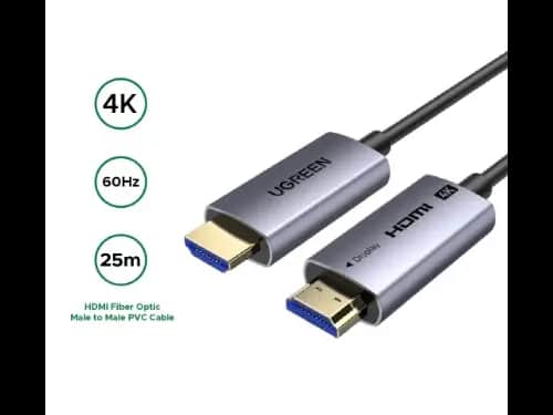 UGREEN 25 Meter 4K Fiber Optic HDMI Cable Male to Male Aluminum Shell – HD178 – 45506 – 1 Year Warranty