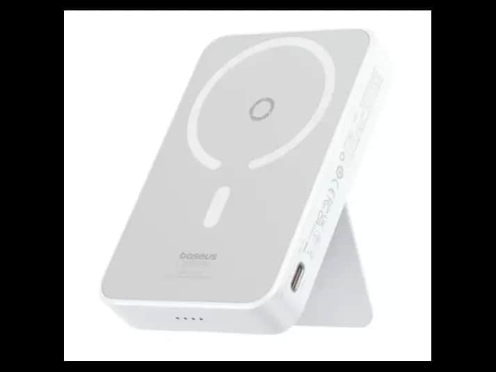 Baseus MagPro Magnetic Bracket Wireless Fast-Charging Power Bank 5000mAh 20W Stellar White(with Simply Series Charging Cable Type-C to Type-C (20V/3A) 30cm White) (1 Year Warranty) – P10064100222-00