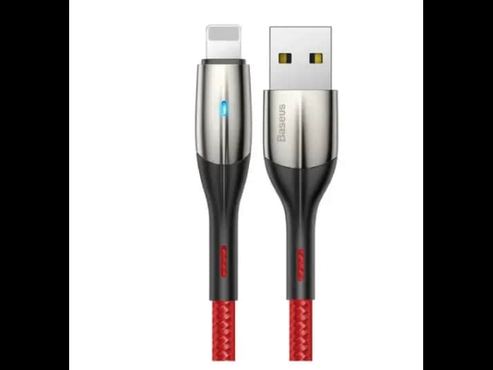 Baseus Horizontal Data Cable (With Indicator Lamp) USB to Lightning – 2.4A, 1 Meter, Red (2 pcs/pack) – Model: CALSP-G09