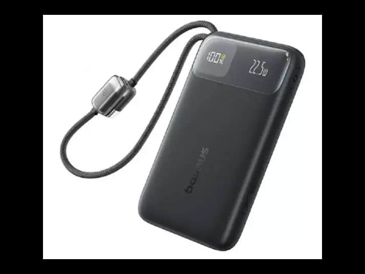 Baseus 10000mAh 22.5W EnerFill FC11 Power Bank – Built in Lightning & Type C Cables Cosmic Black – E0027R04