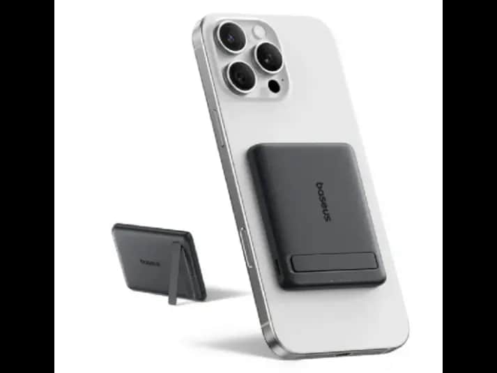 Baseus 5000mAh 20W Qi2 PicoGo AM31 Ultra-Mini Magnetic Power Bank with Kickstand Cosmic Black (with Braided Cable USB-C to USB-C 30cm Black) – P10081907123-00