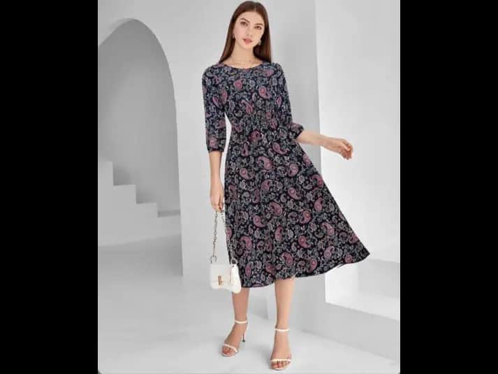 Paisley Print Fit & Flare Dress