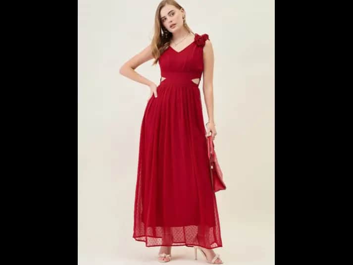 Georgette Fit & Flare Maxi Dress