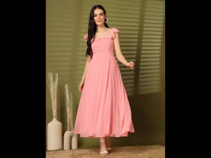 Women Self Design Fit & Flare Maxi Dress