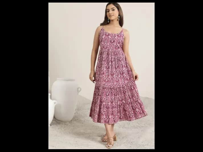 Women Print Fit & Flare Midi Dress