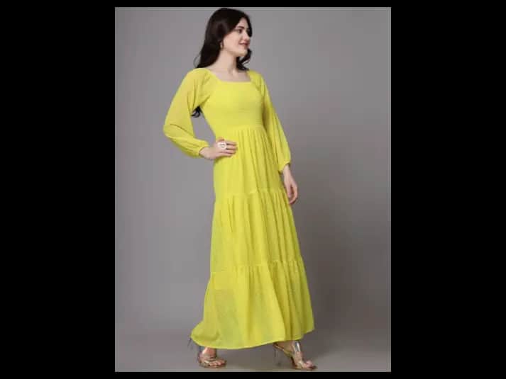 Women Square Neck Maxi Dress