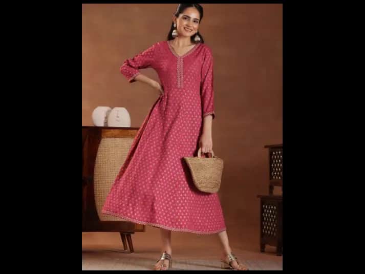 Floral Print Flared Sleeve A-Line Midi Dress