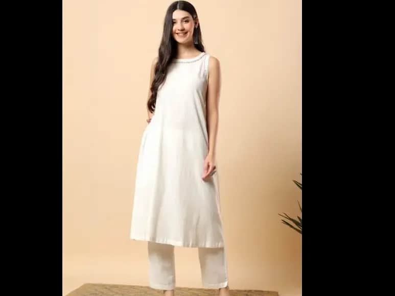 Round Neck Sleeveless Kurta With Trousers