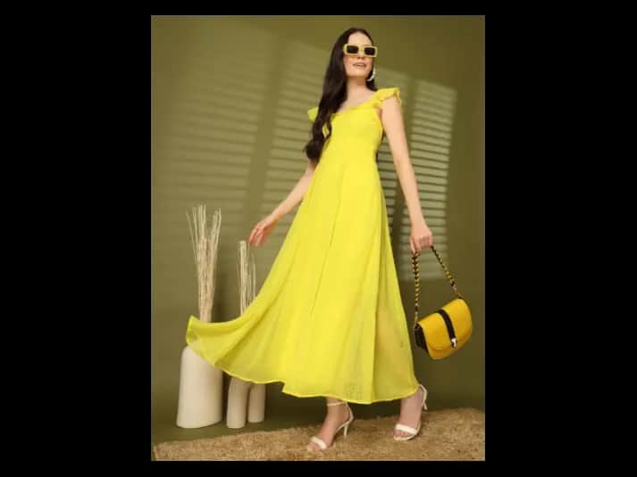 Women Fit & Flare Lace-Up Maxi Dress